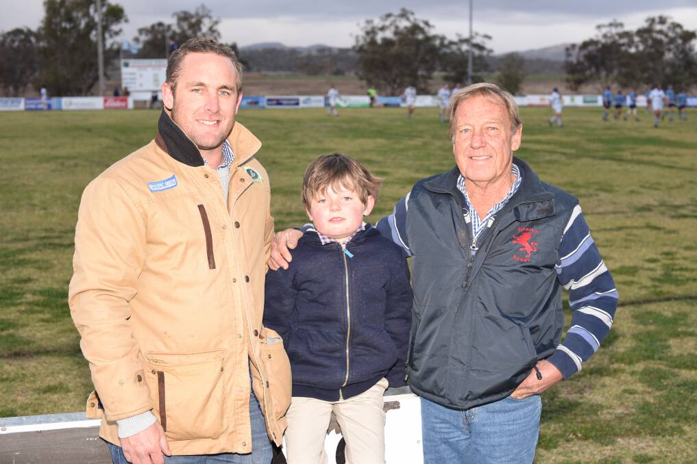 Family affair: Three generations of Lions' James,Toby and Rob Davidson. Photo: Sally Alden