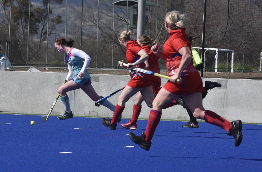 Catch me if you can: Marley Pitt breaks away to score her third goal on Sunday.