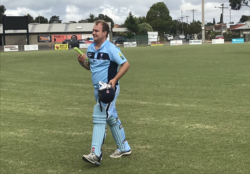 Top knock: Young is all smiles as he walks off after finishing unbeaten.