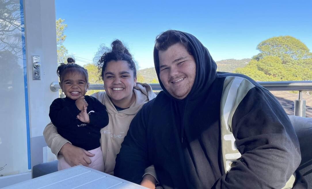 No.1 supporters: Chantelle Nettleton with daughter Zeetress and husband Kyle. The Tamworth native will make her Super W debut on Sunday. Photo: Supplied