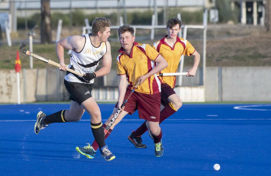 Strike weapon: Sam Holt, here in action earlier in the season against Workies, was one of Tudors' goalscorers as they beat the premiers on Saturday. 