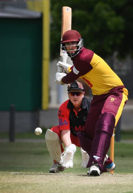 Rising to the occasion: Tom Fitzgerald was one of the shining lights with the bat for Central North against Newcastle on Friday, top-scoring with 76. Photo: Gareth Gardner
