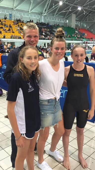 Making a splash: The Tamworth City contingent, which includes Connor Roberts (back), Clementine Monet, Daisy George and Grace Milgate, have produced some fantastic performances at the senior state age swimming championships.