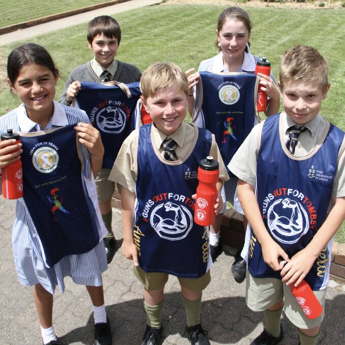 Ready to run: Year 6 students aiming to run the 19km distance include Chloe Denison, Peter Thompson, Hamish Pengilley, Jemima Atkin and Clancy Munsie.