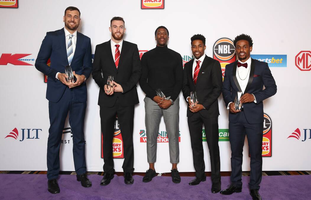 Five star: Nick Kay (second from left) with his fellow All-NBL First Team members. Photo: Getty Images
