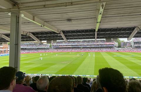 Watching the second day of the test at Lords.