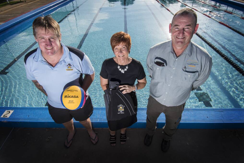 Recognition: (L-R) Sean Hofman, Gail Salter and Ross White have been honoured with life membership of Tamworth Water Polo.