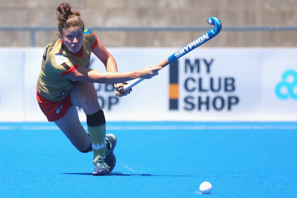 Feeling the pride: Kate Jenner, here in action for the NSW Pride during the recent Hockey One League, has been elevated to the 2020 Hockeyroos squad. Photo: AAP
