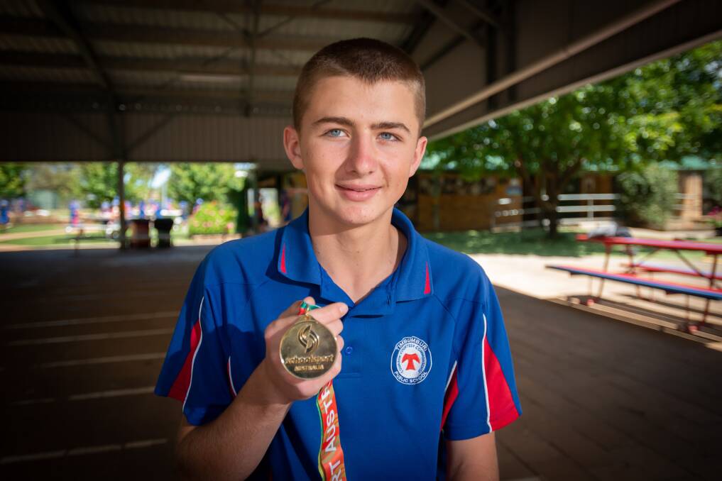 Zac Bailey led off the NSW 11yrs boys sprint medley relay team for a gold medal and new national record. Picture by Peter Hardin 231122PHB003