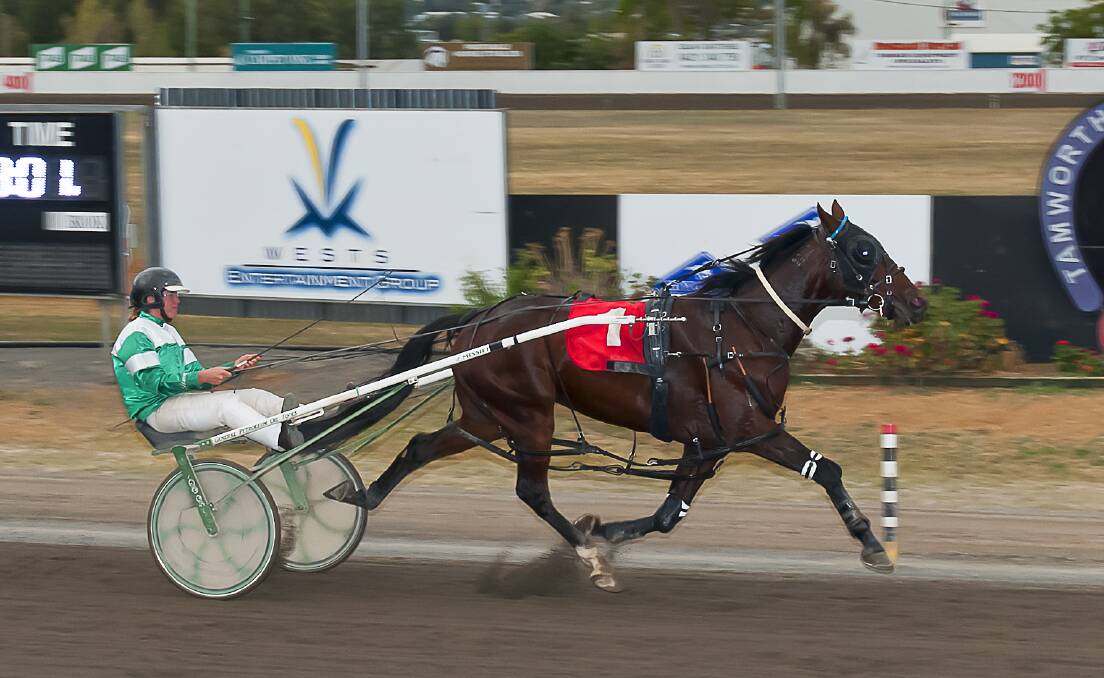 Strong run: Stacey Weidemann and Too Good For You pull away to win the feature Perc Verning Memorial at Tamworth on Thursday. Photo: PeterMac Photography.