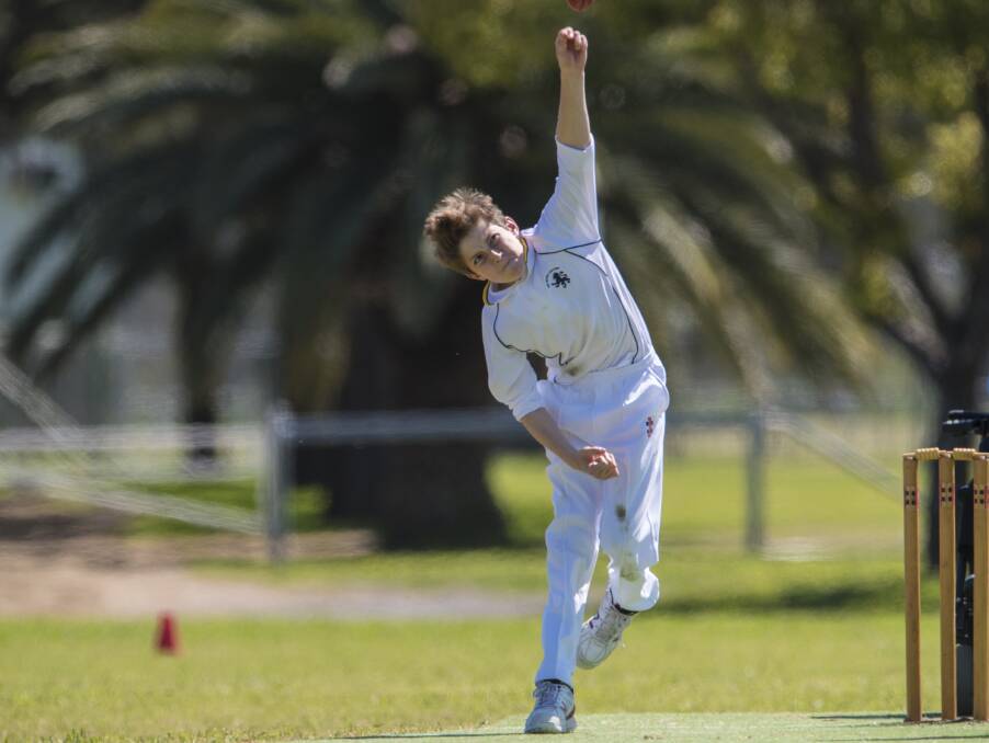 Wicket-taker: Scots College's Ed Walker lets fly against Northern Inland on Sunday. He took 1-13 in their loss. Photo: Peter Hardin 021016PHA019