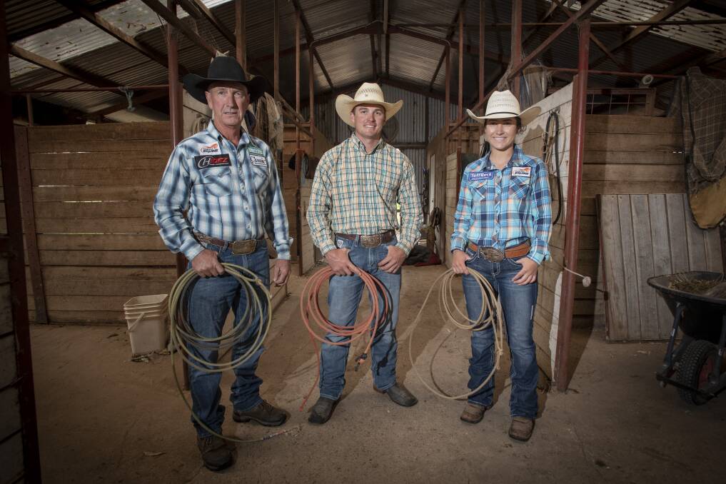 On the title hunt: (L-R) Casey Tribe, Will Miller and Jade Tribe are part of a strong local contingent competing at the APRA National Finals in Victoria. Photo: Peter Hardin 01192022G007