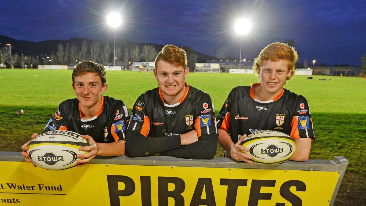 Flashback: Abra (right) with Pirates team-mates Lachlan Wheeler and Nick McCrohon before playing for Country against City back in 2014.