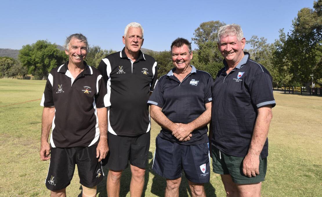 Big thrill: Greg Kellett, Ben van Aanholt, Chriss Crowell and Greg Tideman will play against the touring England over-60s in Tamworth on Saturday.