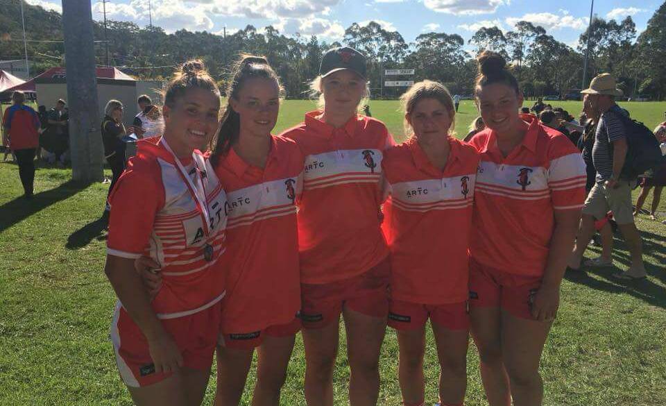 Under-17s Country squad members: Miah O'Sullivan, Phoebe Mcloughlin, Piper Rankmore, April Smith, Amy Raphael. Photo: Central North Junior Rugby Facebook. 