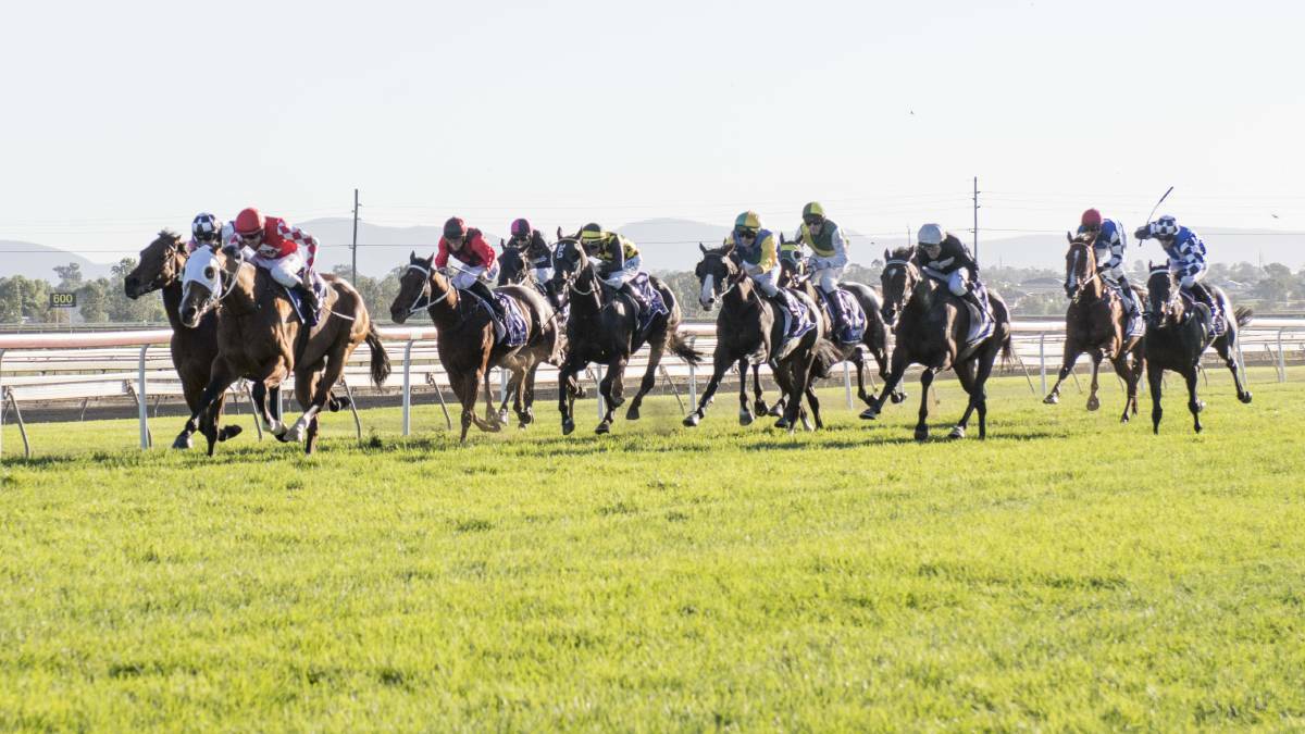 On target: Unbiased (white blinkers) storms through to win last year's Tamworth Cup. The gelding will be chasing back-to-back home Cups on Sunday. Photo: Peter Hardin