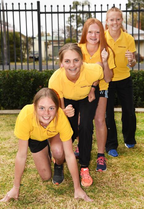 Awesome foursome: Caitlyn Etheridge, Lacey Newcombe, Georgie Auld and Molly Elford teamed up to win gold in the 16 years relay.
