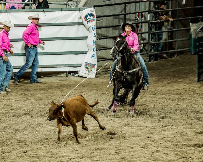 Unstoppable: Nichole Fitzpatrick roped her way to another breakaway roping title, and seventh straight all-round cowgirl title. Photo: Andrew Roberts A Roberts Media.