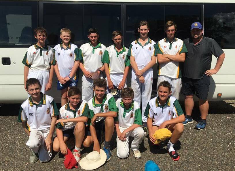Adam Williams (front left) with his Farrer side after their Coleman Shield win over Narrabri on Tuesday. Williams has been in good form with the bat in the competition with scores of 68 and 78 but was prominent with the ball on Tuesday claiming 5-21.