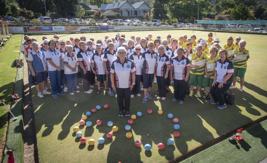 Third time lucky: The Tamworth City's Women's Bowling Club were joined by bowlers from around Tamworth and further afield to belatedly celebrate their 60th birthday on Thursday. Photo: Peter Hardin 030322004