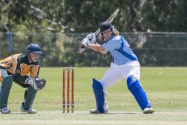 Whack: ACT Southern's Nick Groenewegan looks to go big during his 44-ball 45 against North Coastal on Tuesday. Photo: Peter Hardin