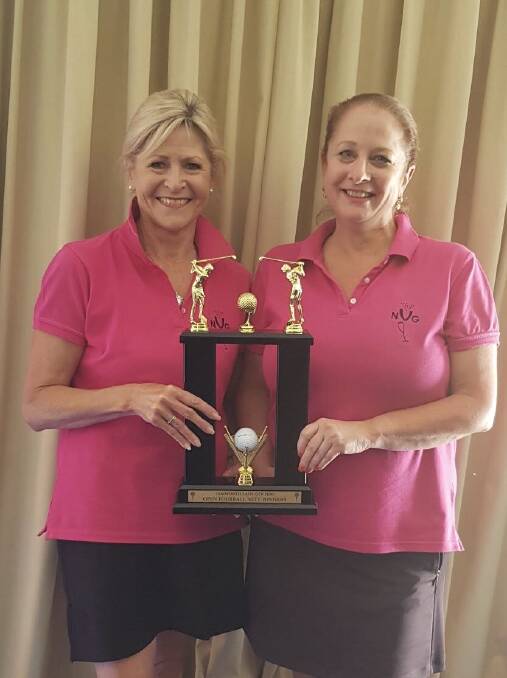 Slice of history: After winning the Tamworth open 4BBB Chris Adams (left) and Carolyn Hogg (right) backed up a week later to win the Longyard event.