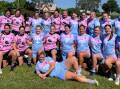 The Quirindi and Narrabri women's teams come together after their clash at the Toothy Tens. Picture Quirindi Lions Facebook