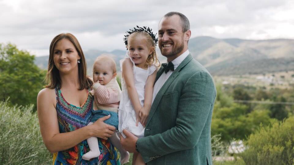 Mick Snowden, pictured here with wife Issy and daughters Katie and Emma, has gone from taking the Super Rugby field to helping foster the next generation of Super Rugby talent.