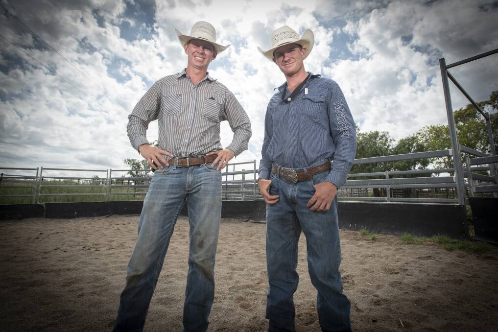 Force to be reckoned with: Manilla's Tom and Mick Knight are two of the top saddlebronc riders in the country. Photo: Peter Hardin 01122022A015