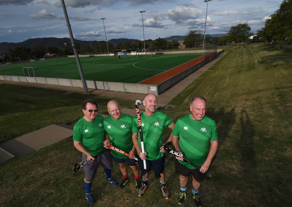 (L-R) Jeff Budden, Wayne Griffith, Ian Woodley and Graeme McKenzie are part of the Tamworth Over 55's team contesting the state championships in Tamworth. Photo: Gareth Gardner