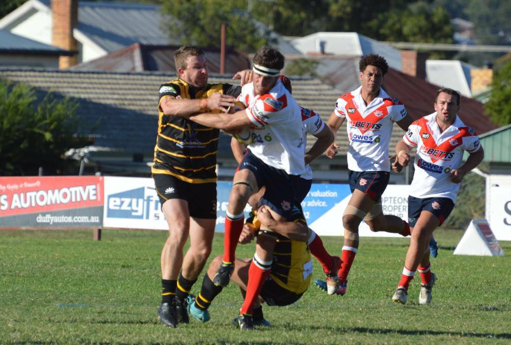 Key man: The Walcha faithful will be hoping these see plenty of this on Saturday - number eight Lachlan Brown busting out of tackles. Photo: Samantha Newsam