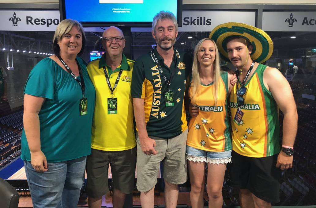 Proud moment: Terrie, Phil 'Gramps' Maher, Paul, Alle Kay and Dylan Wirth after Nick's first home game on Australian soil back in 2017.
