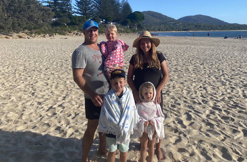 Mainstay: Pirates front rower Bart Leach, pictured here with wife Cath and children Max, Molly and Sadie, is packing down for his 14th season with the club.