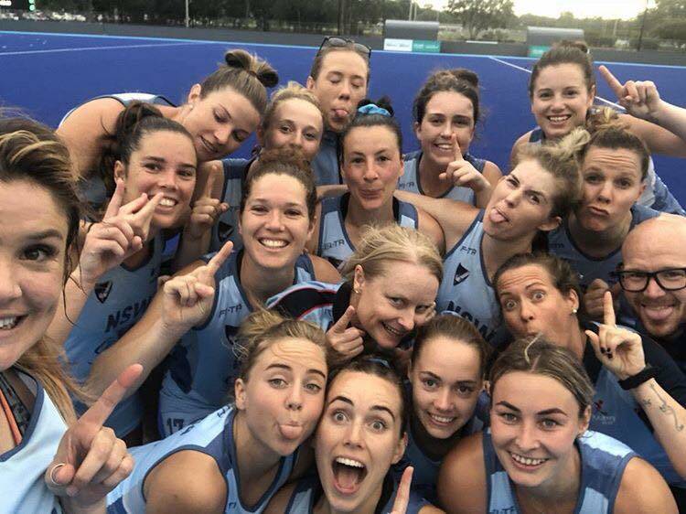 The NSW Arrows celebrate after their one-goal victory over Queensland. Photo: Hockey NSW Facebook