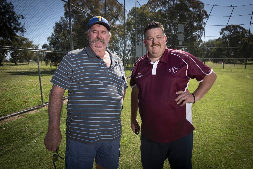 Summer fun: Tamworth Baseball's Allan Clegg and Jeremy Bird are looking forward to the summer competition, which is set to start next month. Photo: Peter Hardin 261021D004