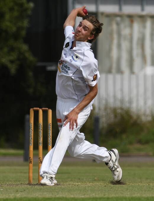 Dominant: Quick Dylan Smith chimed in with two wickets as Old Boys rolled City United for 73 in their first innings. Photo: Gareth Gardner