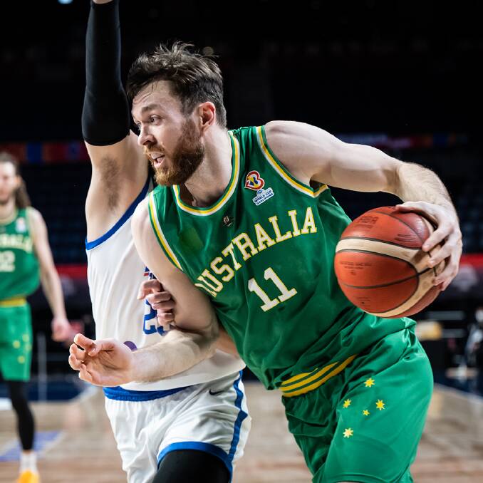 Standing tall: Nick Kay was outstanding on captaincy debut for the Boomers. Photo: Basketball Australia Facebook