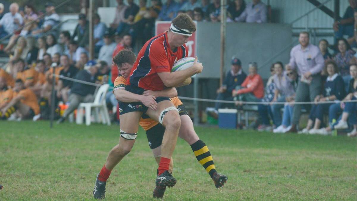On the charge: Tim McDermott scored Gunnedah's final try and was one of their best in their win over Walcha on Saturday. 