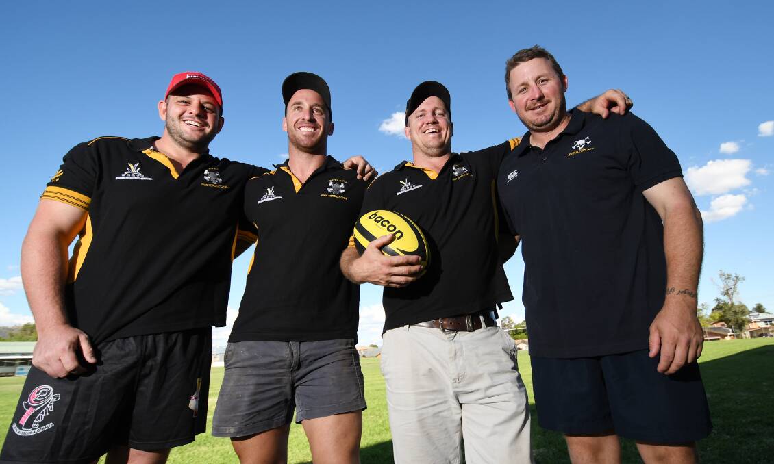 Exciting opportunity: Pirates quartet (L-R) Andrew Collins, Jack Shelton, Bart Leach and Andrew Mepham will line up against the Classic Wallabies at Moree on Saturday. Photo: Gareth Gardner