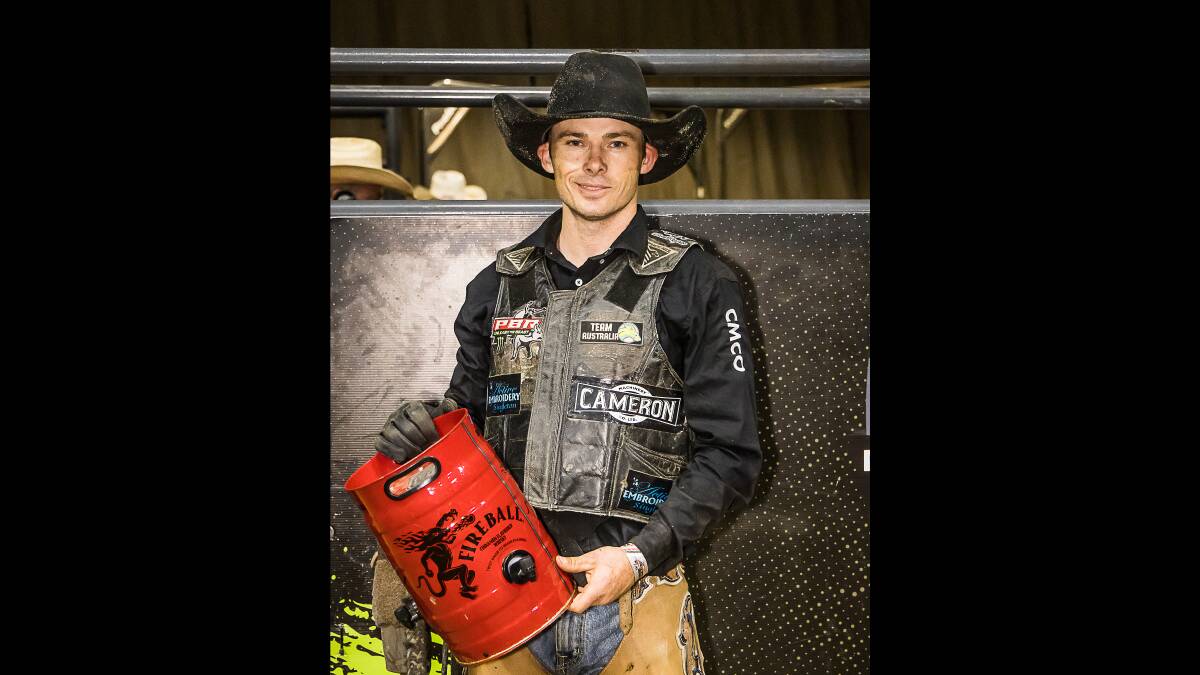 Cody Heffernan had more to celebrate on Saturday night, with the newly-married Singleton cowboy crowned the PBR Monster Energy Tour Tamworth Iron Cowboy champion. Picture Stephen Mowbray