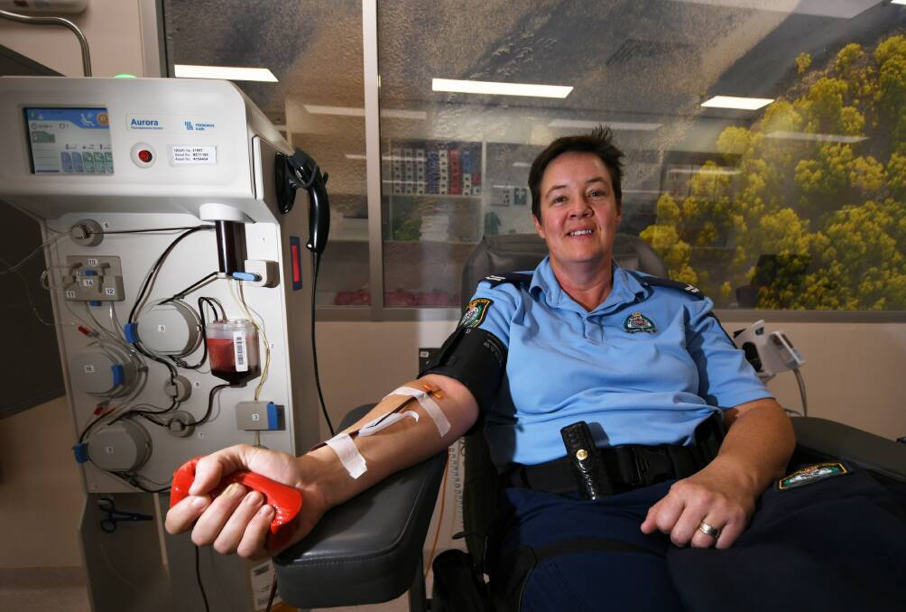 GENEROUS DONORS: Senior constable Andrena Sandison has been donating blood since she was 18. Photo: Gareth Gardner