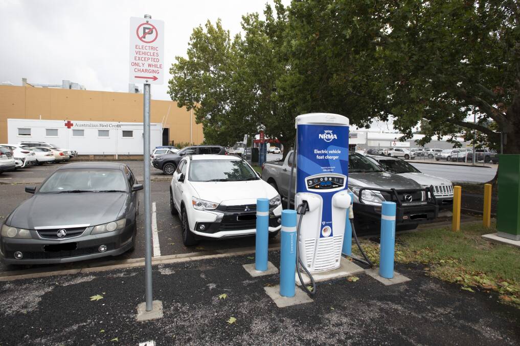 WATCH OUT: Locals can now be fined if they park in the electric vehicle car charging parks in the CWA carpark. Photo: Peter Hardin