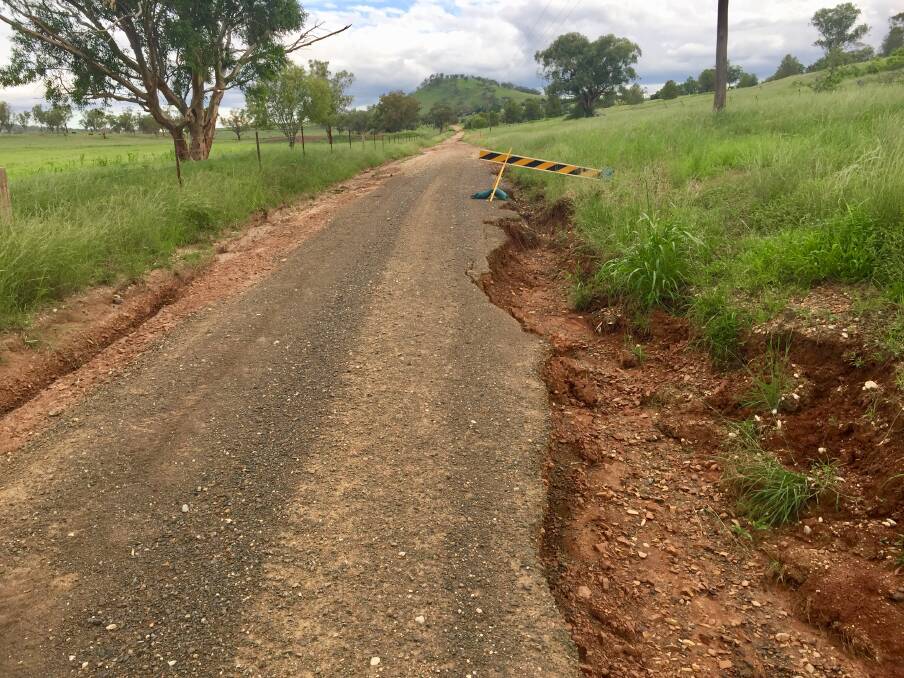 Roads crumbled away after the storms and flash flooding. Photo: Vanessa Hohnke