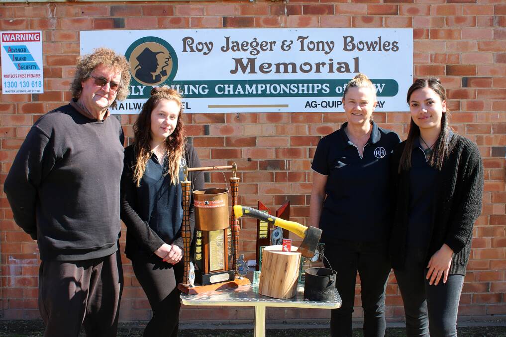 ICONIC TRADITION: Billy boiling competition co-organiser Sid Knight and The Railway Hotel's Grace Areces, Suzi Beard and Brontee Toma with the trophies. Photo: Vanessa Hohnke