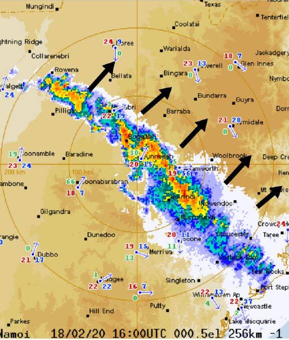 The storm wall that travelled across the state in the early hours of Wednesday morning. Image: BOM
