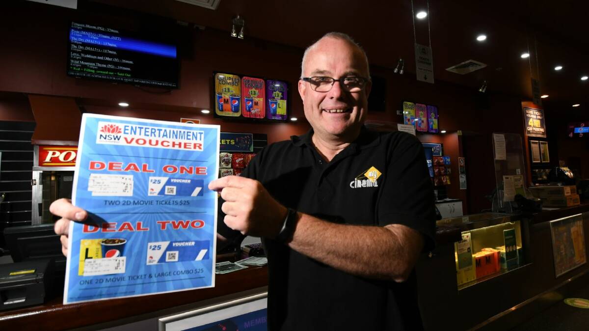 Locals can use their Dine and Discover vouchers over the weekend. Pictured is Forum 6 cinema manager Grant Lee. Photo: Gareth Gardner