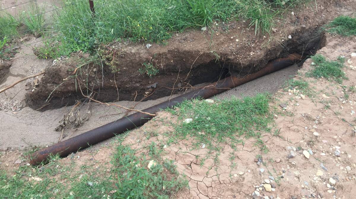 An exposed pipe in Werris Creek. Photo: Vanessa Hohnke
