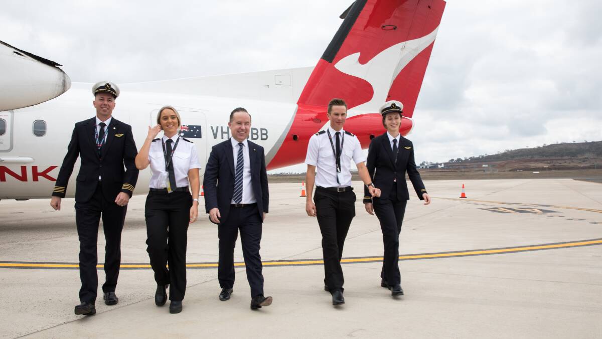 Qantas Group CEO Alan Joyce (centre) at Toowoomba last month. Photo contributed.