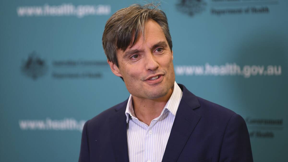 Deputy chief medical officer Dr Nick Coatsworth providing an update on the coronavirus on Monday. Picture: AAP