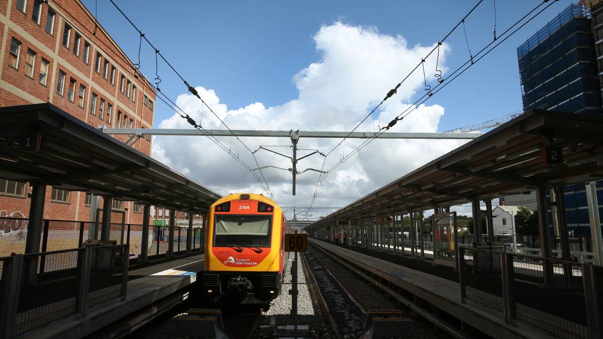 RAIL: A Hunter line train at Newcastle Interchange. Picture: Marina Neil